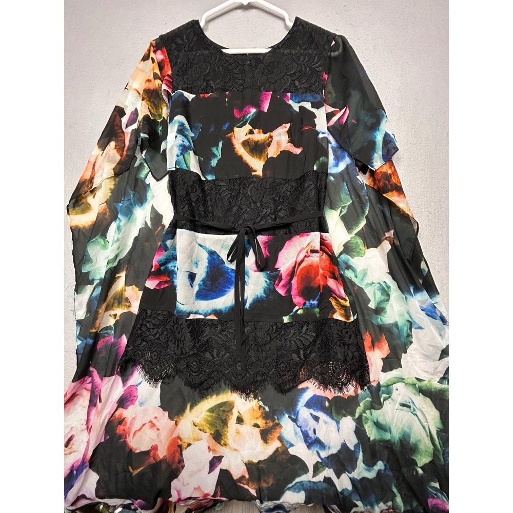 Bebe Dress Polyester Floral Black Size 4 Womens